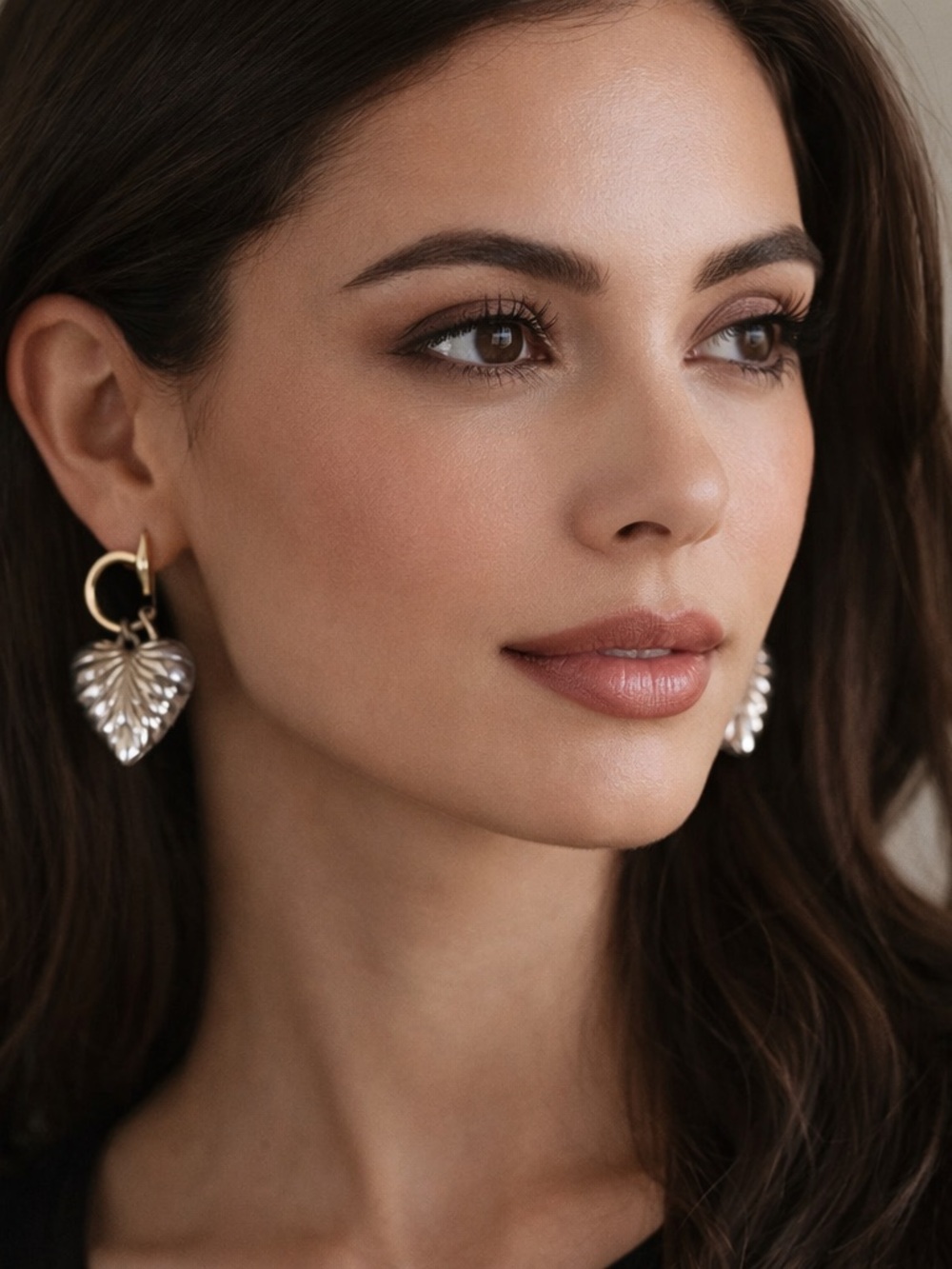 Ladies 2” Drop Heart Fashion Heart Earrings